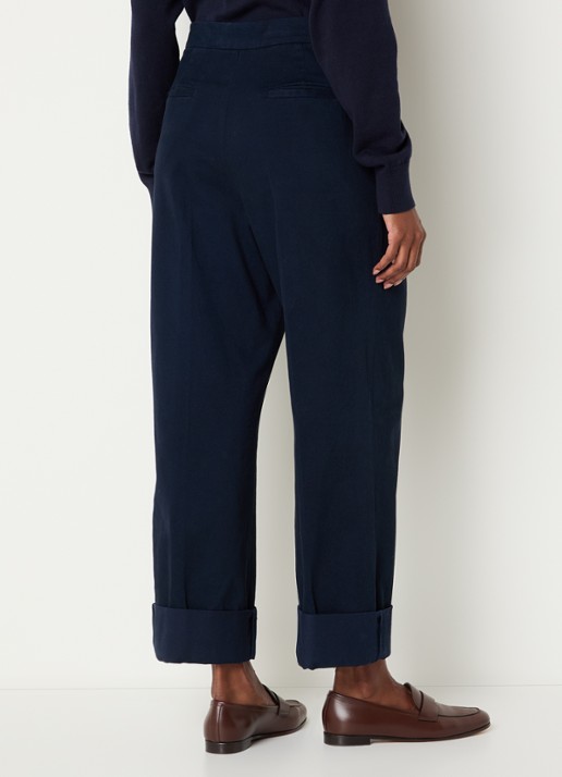 Josephine & Co Courtney high waist cropped loose fit chino met steekzakken - achterkant 4 donkerblauw
