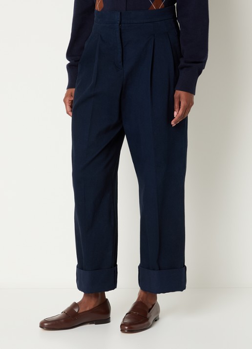 Josephine & Co Courtney high waist cropped loose fit chino met steekzakken - detail 3 donkerblauw