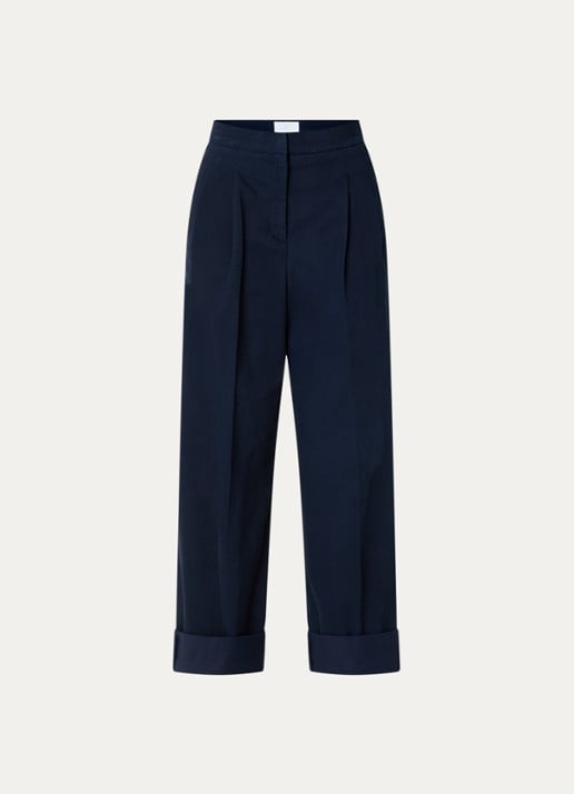 Josephine & Co Courtney high waist cropped loose fit chino met steekzakken - voorkant donkerblauw
