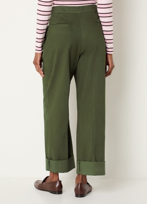 Josephine & Co Courtney high waist cropped loose fit chino met steekzakken - achterkant 2 mosgroen