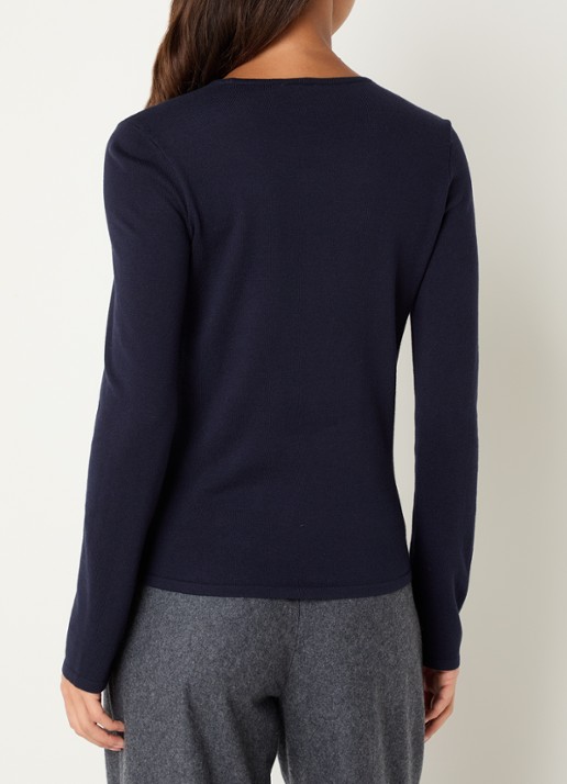 Josephine & Co Cristal fijngebreide pullover in wolblend - achterkant donkerblauw