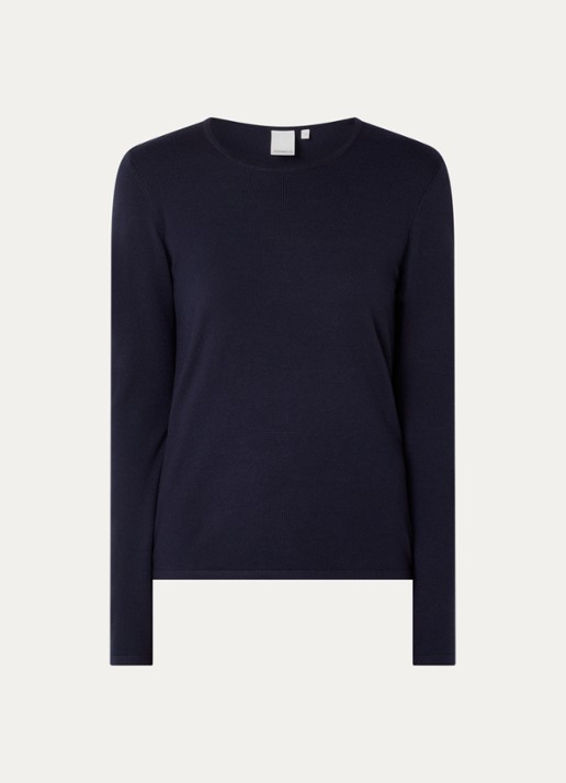 Josephine & Co Cristal fijngebreide pullover in wolblend - voorkant 2 donkerblauw