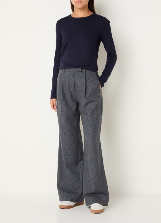 Josephine & Co Cristal fijngebreide pullover in wolblend - voorkant 3 donkerblauw