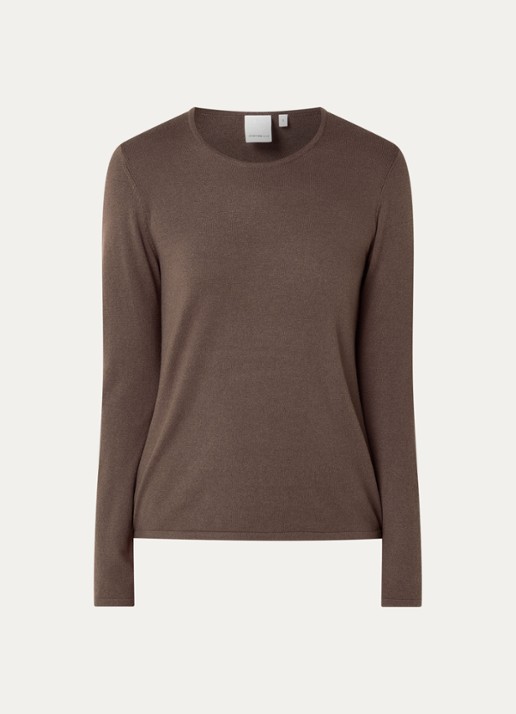 Josephine & Co Cristal fijngebreide pullover in wolblend - voorkant bruin