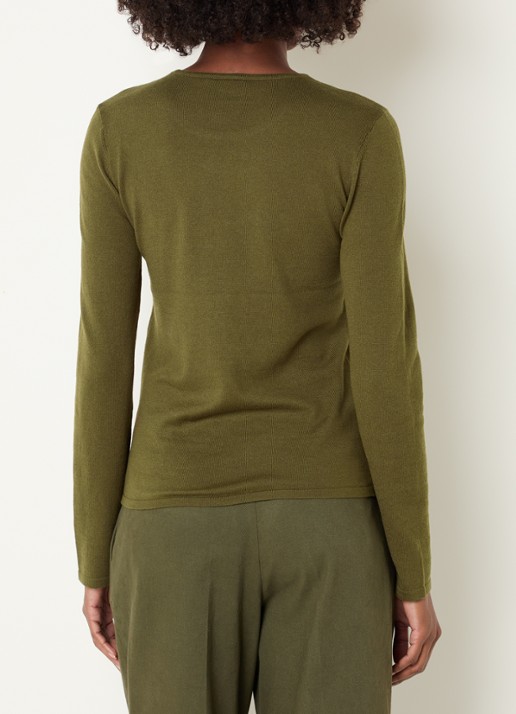 Josephine & Co Cristal fijngebreide pullover in wolblend - achterkant 2 mosgroen