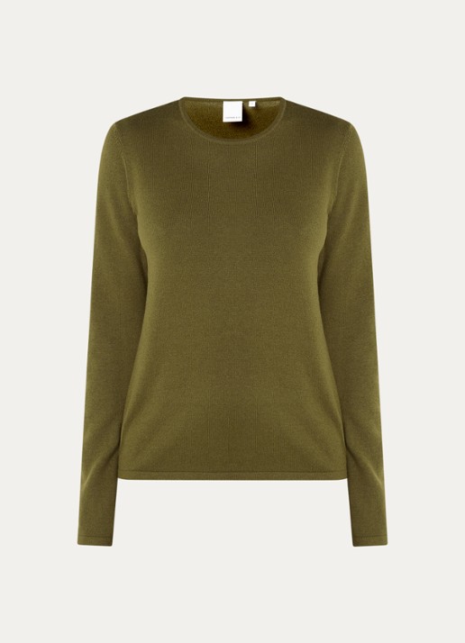 Josephine & Co Cristal fijngebreide pullover in wolblend - voorkant 3 mosgroen