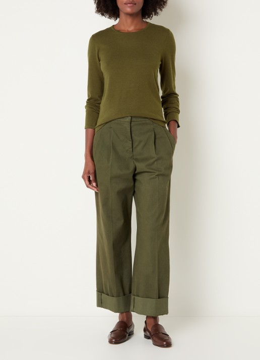 Josephine & Co Cristal fijngebreide pullover in wolblend - voorkant 4 mosgroen