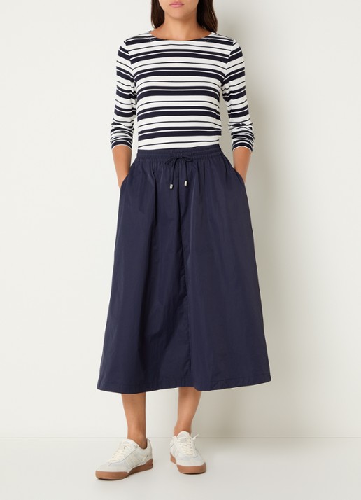 Josephine & Co Cullen midi rok met trekkoord - voorkant 4 donkerblauw