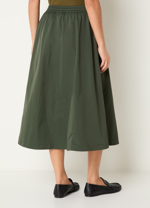 Josephine & Co Cullen midi rok met trekkoord - achterkant legergroen