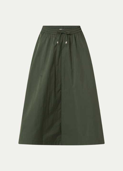 Josephine & Co Cullen midi rok met trekkoord - voorkant 2 legergroen