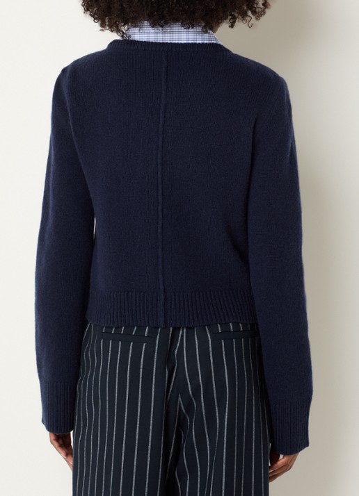 Josephine & Co Cyndi fijngebreid vest met ronde hals - achterkant donkerblauw