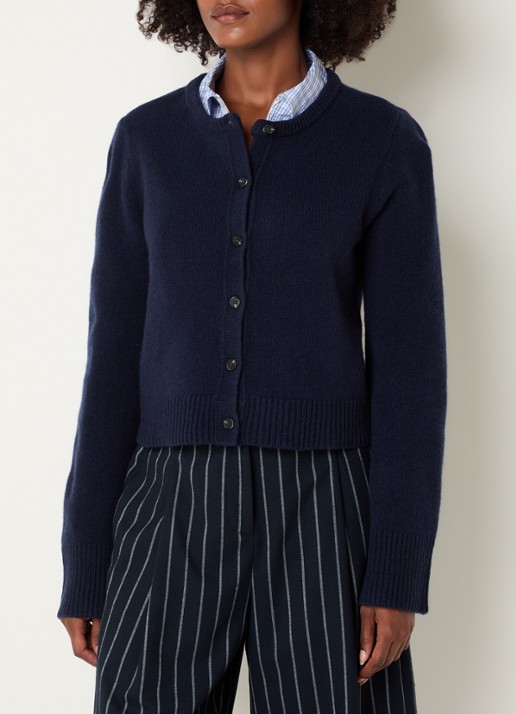 Josephine & Co Cyndi fijngebreid vest met ronde hals - detail 4 donkerblauw