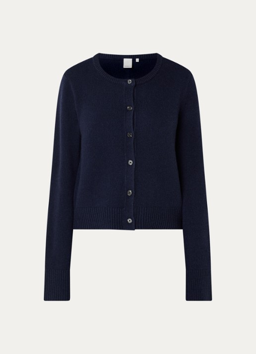 Josephine & Co Cyndi fijngebreid vest met ronde hals - voorkant 2 donkerblauw