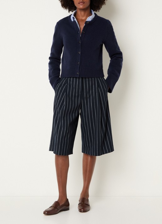 Josephine & Co Cyndi fijngebreid vest met ronde hals - voorkant 3 donkerblauw