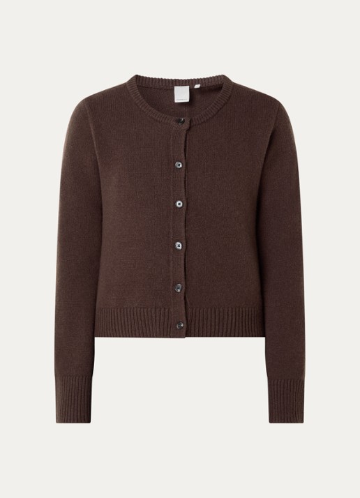 Josephine & Co Cyndi fijngebreid vest met ronde hals - voorkant 2 bruin