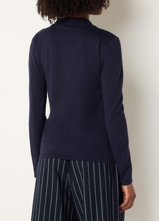 Josephine & Co Cyton fijngebreide pullover met polokraag - achterkant 4 donkerblauw