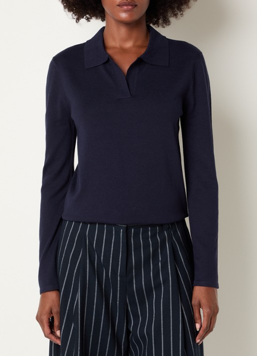 Josephine & Co Cyton fijngebreide pullover met polokraag - detail donkerblauw