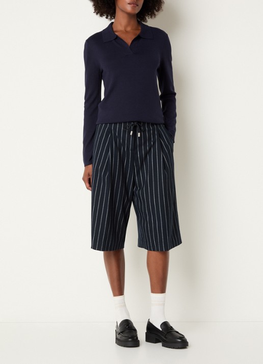 Josephine & Co Cyton fijngebreide pullover met polokraag - voorkant 3 donkerblauw