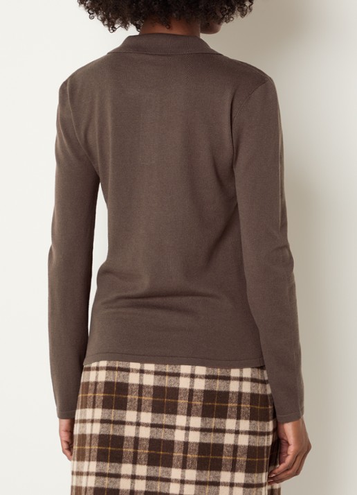 Josephine & Co Cyton fijngebreide pullover met polokraag - achterkant 4 donkerbruin