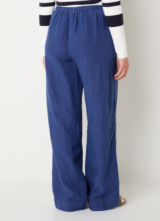 Josephine & Co High waist wide fit broek van linnen met steekzakken - achterkant 4 kobaltblauw