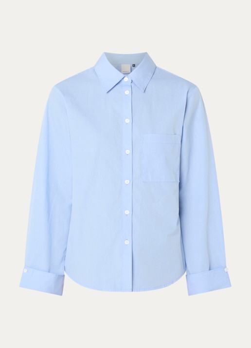 Josephine & Co Leon blouse met borstzak - voorkant 2 lichtblauw