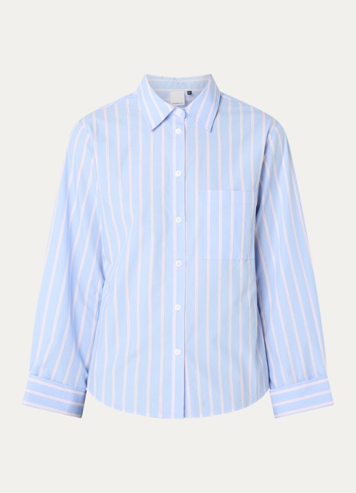 Josephine & Co Leon blouse met streepprint - voorkant 2 lichtblauw