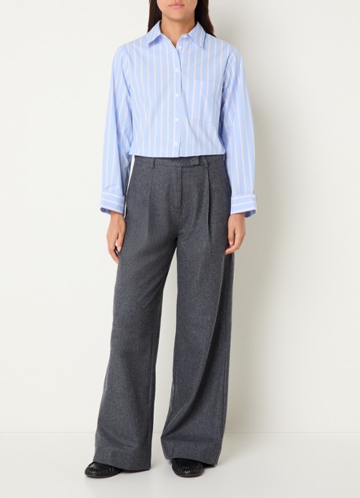 Josephine & Co Leon blouse met streepprint - voorkant 3 lichtblauw