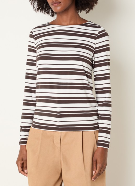 Josephine & Co Longsleeve met streepprint - detail 4 donkerbruin