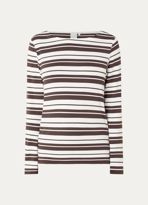 Josephine & Co Longsleeve met streepprint - voorkant donkerbruin