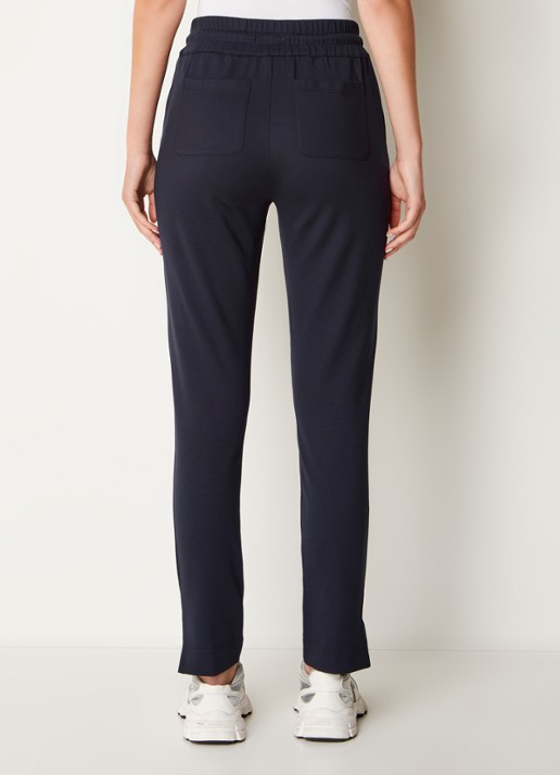 Josephine & Co Perry mid waist slim fit cropped pantalon van jersey  - achterkant donkerblauw
