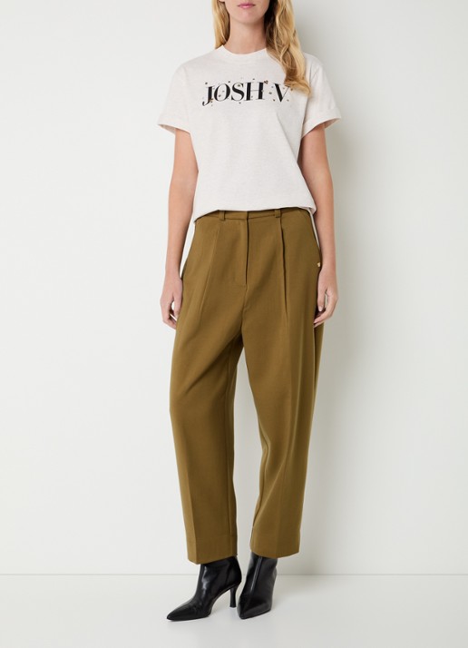 JOSH V Britta T-shirt met logoprint en strass - voorkant 3 creme