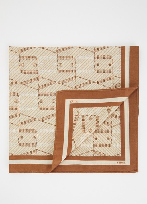 JOSH V Bryce sjaal met logoprint 60 x 60 cm