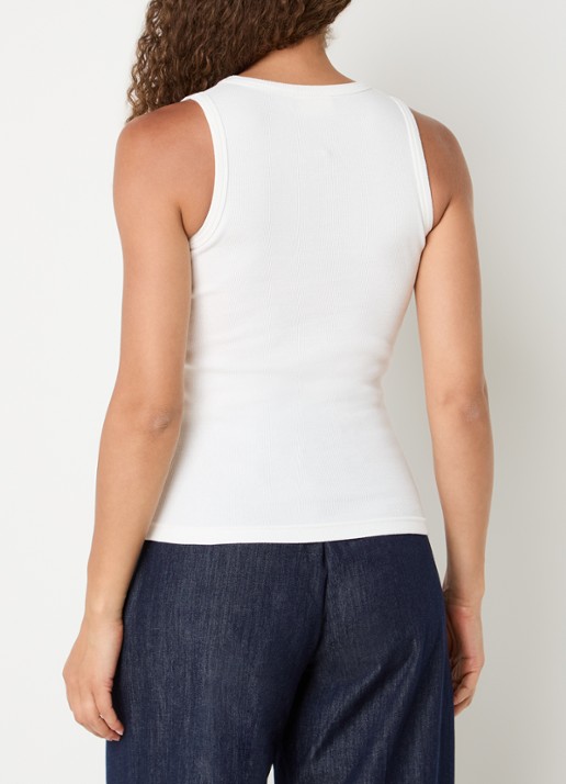 JOSH V Calix tanktop met pailletten en kralendecoratie - achterkant 4 gebroken wit