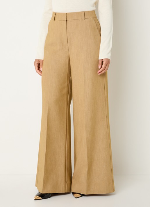JOSH V Callie high waist wide fit pantalon met gemêleerd dessin