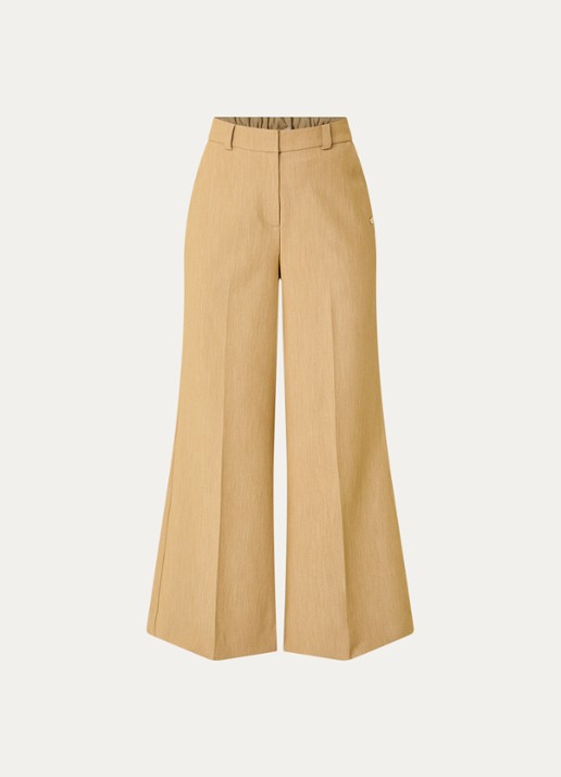 JOSH V Callie high waist wide fit pantalon met gemêleerd dessin - voorkant 2 camel