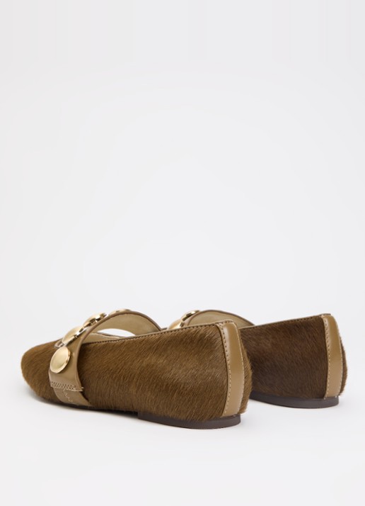 JOSH V Carlise ballerina van leer  - achterkant 6 donkerkhaki