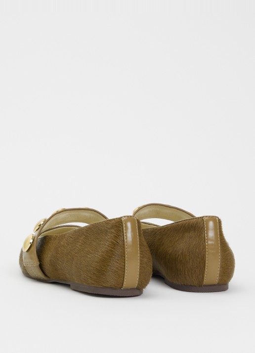 JOSH V Carlise ballerina van leer  - achterkant 7 donkerkhaki