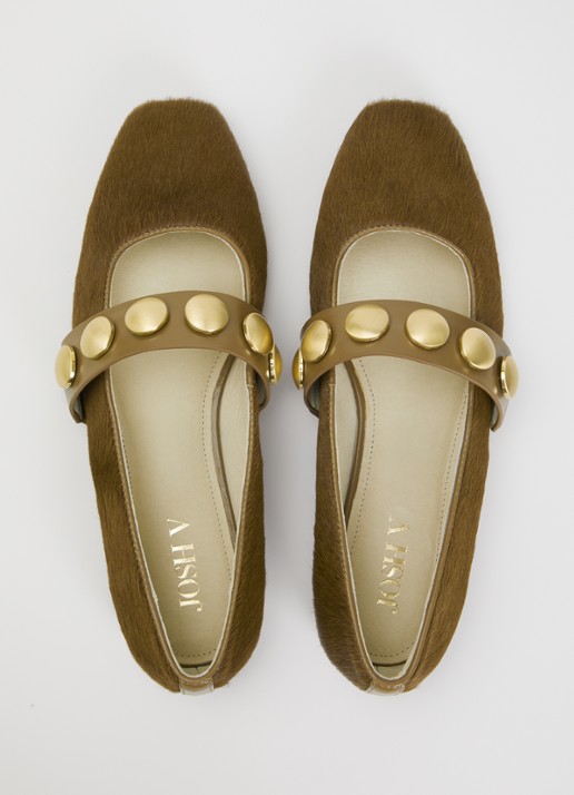 JOSH V Carlise ballerina van leer  - detail 5 donkerkhaki