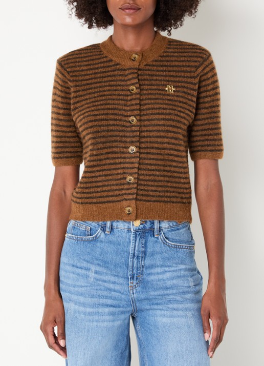 JOSH V Cassie fijngebreid vest in alpaca wolblend met streepprint
