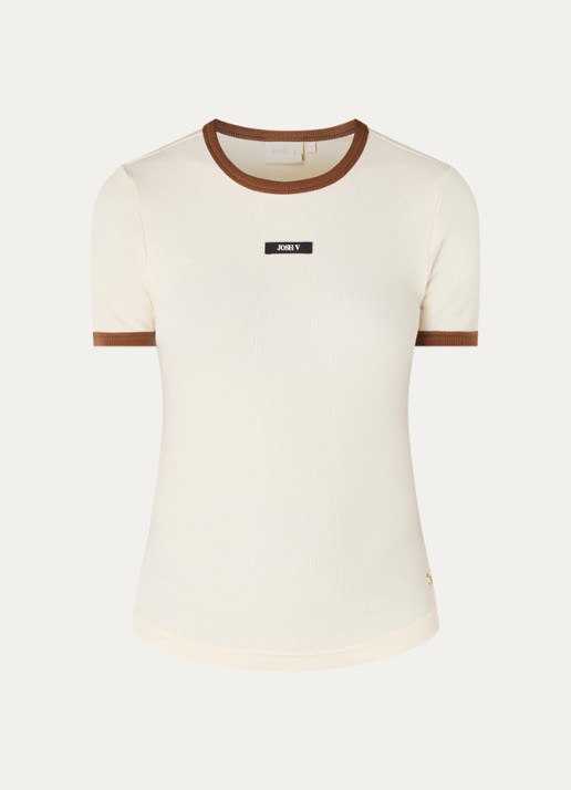 JOSH V Cody T-shirt met logo - voorkant 2 gebroken wit