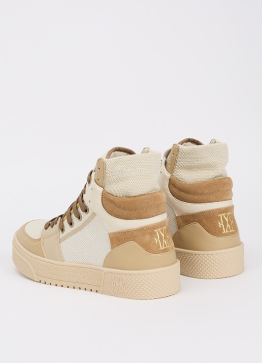 JOSH V Cynthia sneaker met details van leer - achterkant 3 creme