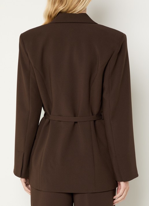 JOSH V Dee double-breasted blazer met steekzakken - achterkant donkerbruin