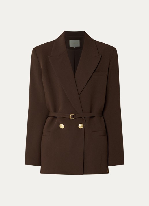 JOSH V Dee double-breasted blazer met steekzakken - voorkant 2 donkerbruin