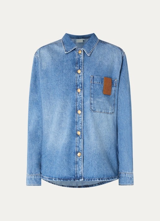 JOSH V Dessie overzised blouse van denim  - voorkant 3 indigo