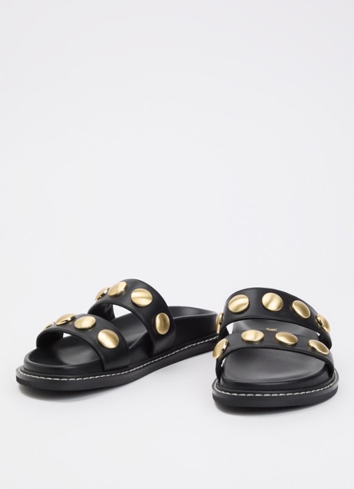 JOSH V Eileen slipper met studs  - detail 3 zwart