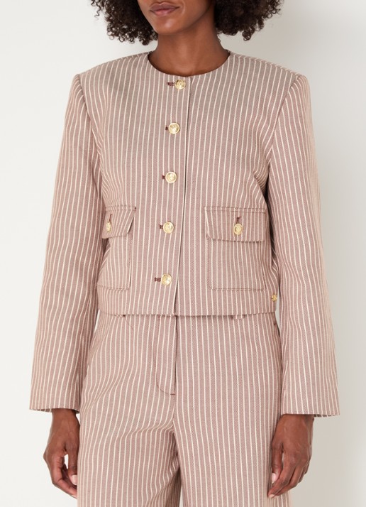 JOSH V Elira cropped blazer met streepprint
