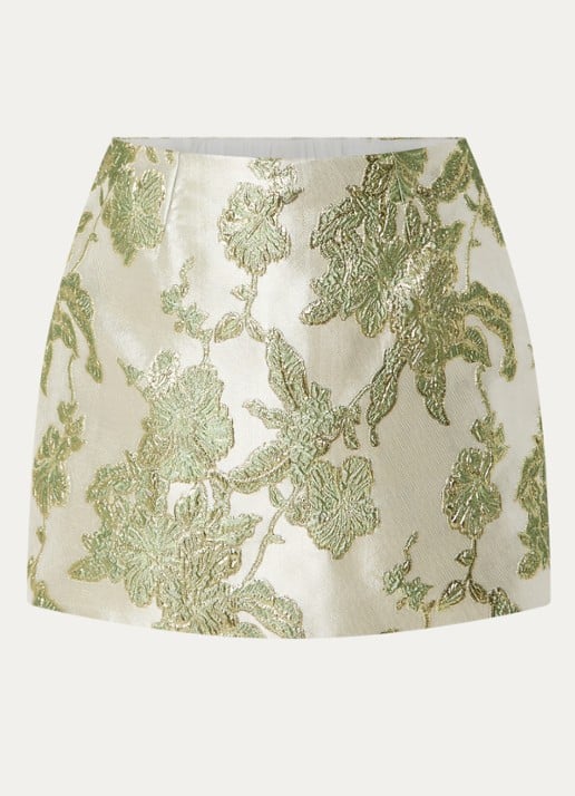 JOSH V Elsa mini broekrok met borduring en metallic finish - voorkant 3 creme