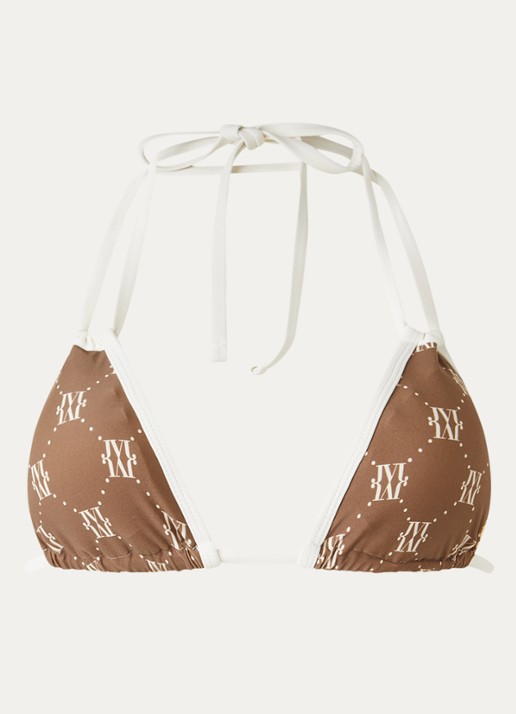JOSH V Everly halter bikinitop met logoprint - voorkant 2 bruin