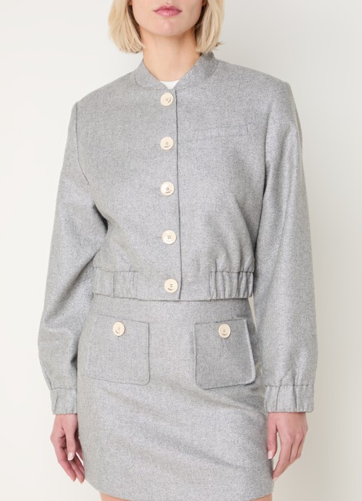 JOSH V Fabienne jack in wolblend met lurex - detail 2 grijs