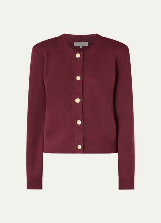 JOSH V Fliss fijngebreid vest met stretch - voorkant bordeauxrood